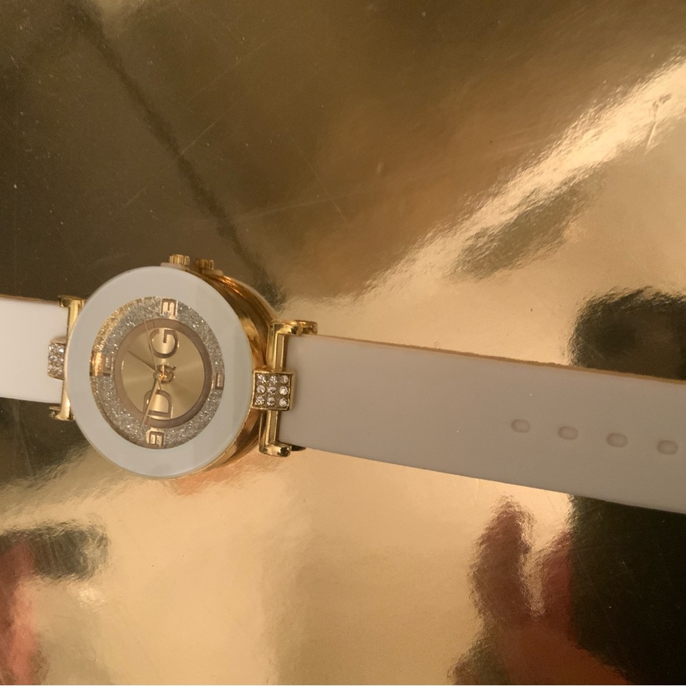 Gold and White Designer Watch